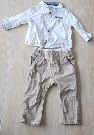 Ensemble garçon élégant - Chemise et pantalon beige 6mois