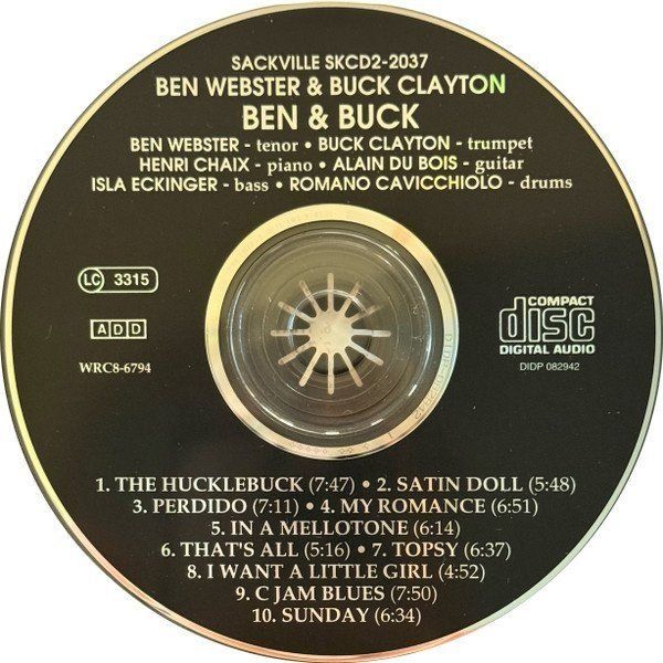 CD: Live - Buck Clayton, Ben Webster, Isla Eckinger, Henri Chaix – Usato da Unterbäch venduto da gond 2