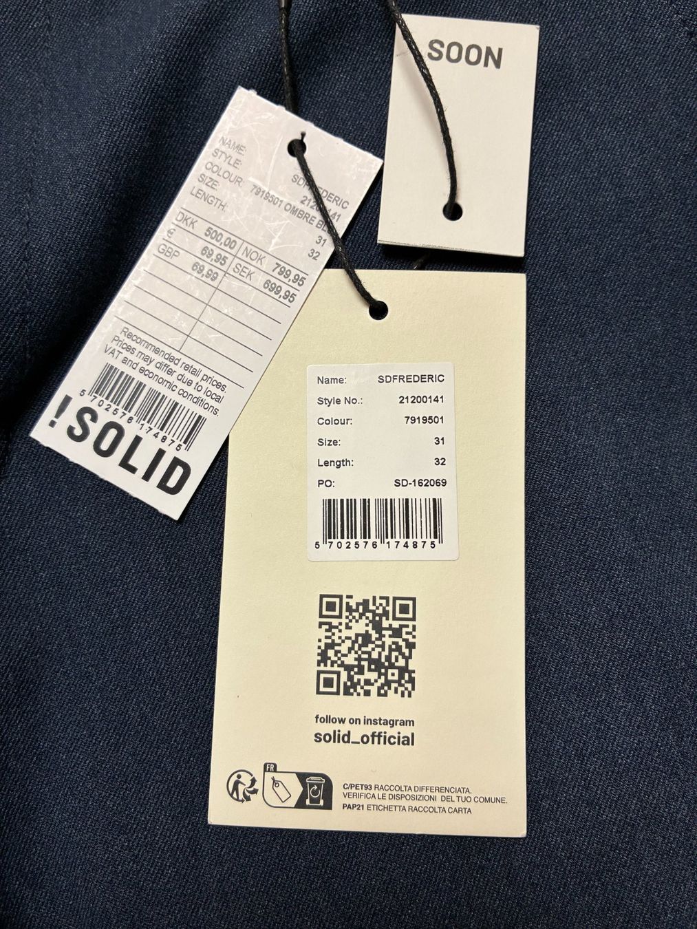 Pantaloni: Solid SDFREDERIC Regular Fit Chino ombre blu – Nuovo e nell'imballaggio originale da St. Gallen venduto da algiva 1