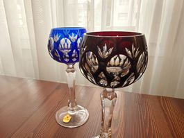 2 Nachtmann Kristall-Römer rot und blau, Weingläser