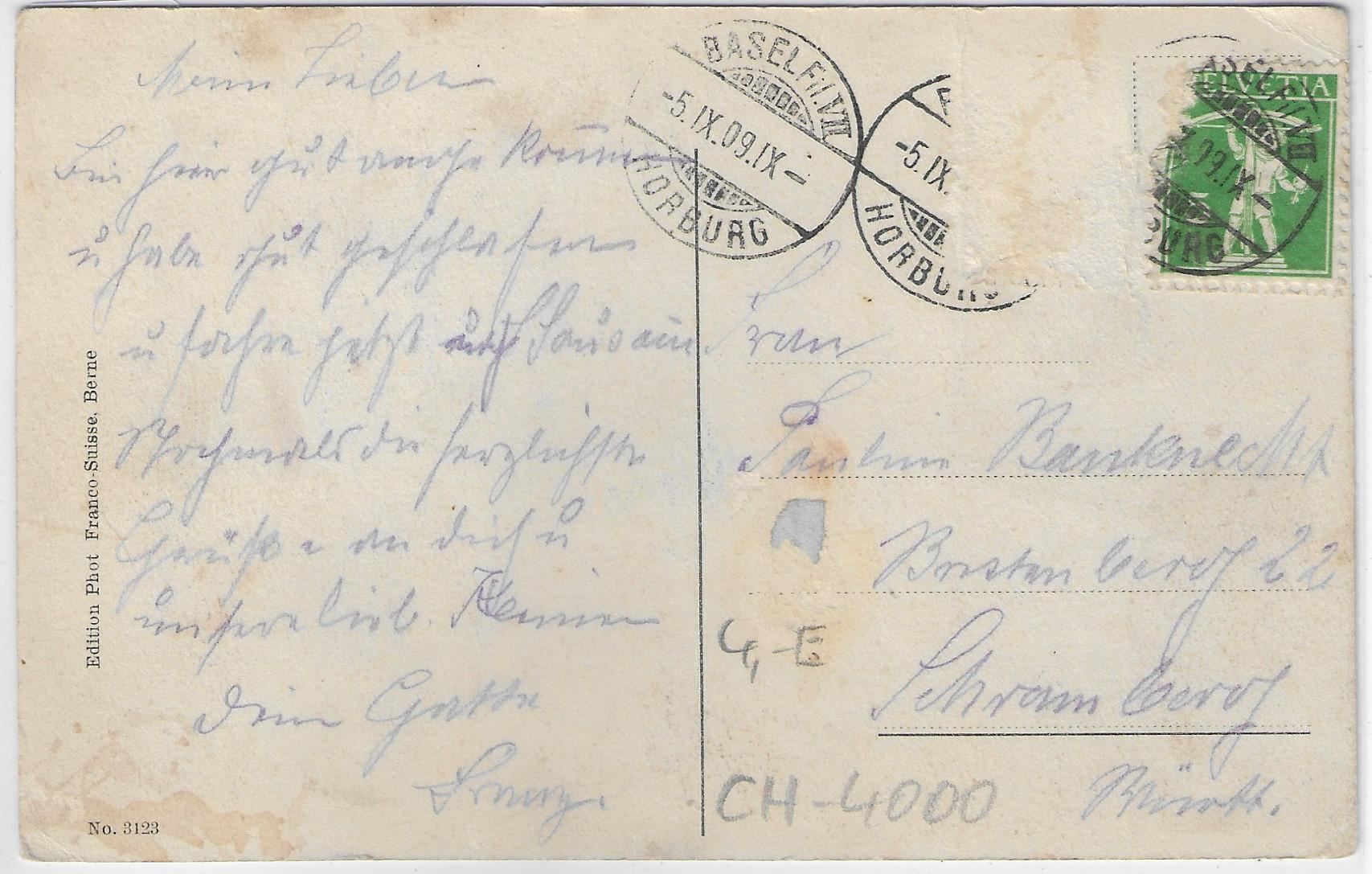 Cartoline postali: Basel - Käpelijoch mit Blick auf Münster – Usato da Ettingen venduto da Kartenplanet 1