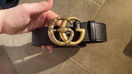Cintura Gucci GG Marmont con Fibbia Snake Oro