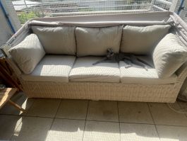 Gartensofa Rattansofa mit Kissen 