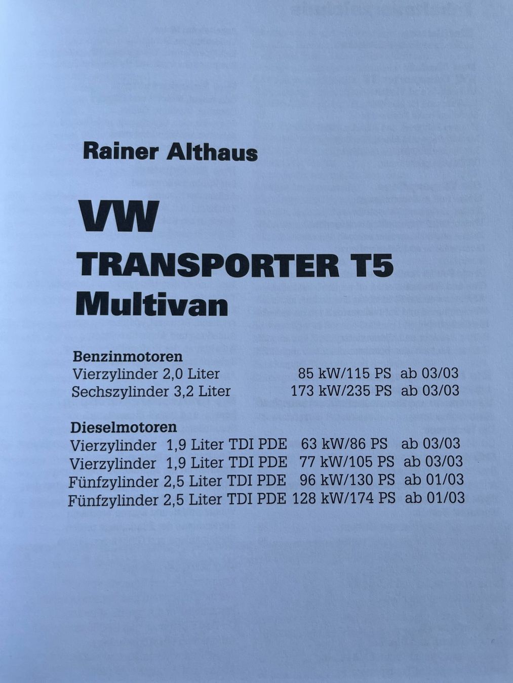 Libri: Motor Handbuch VW Transporter T5 / Multivan ab 2003 – Usato da Granges-Paccot venduto da Val07 1