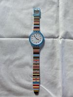 Vintage Swatch Watch, striped wristband