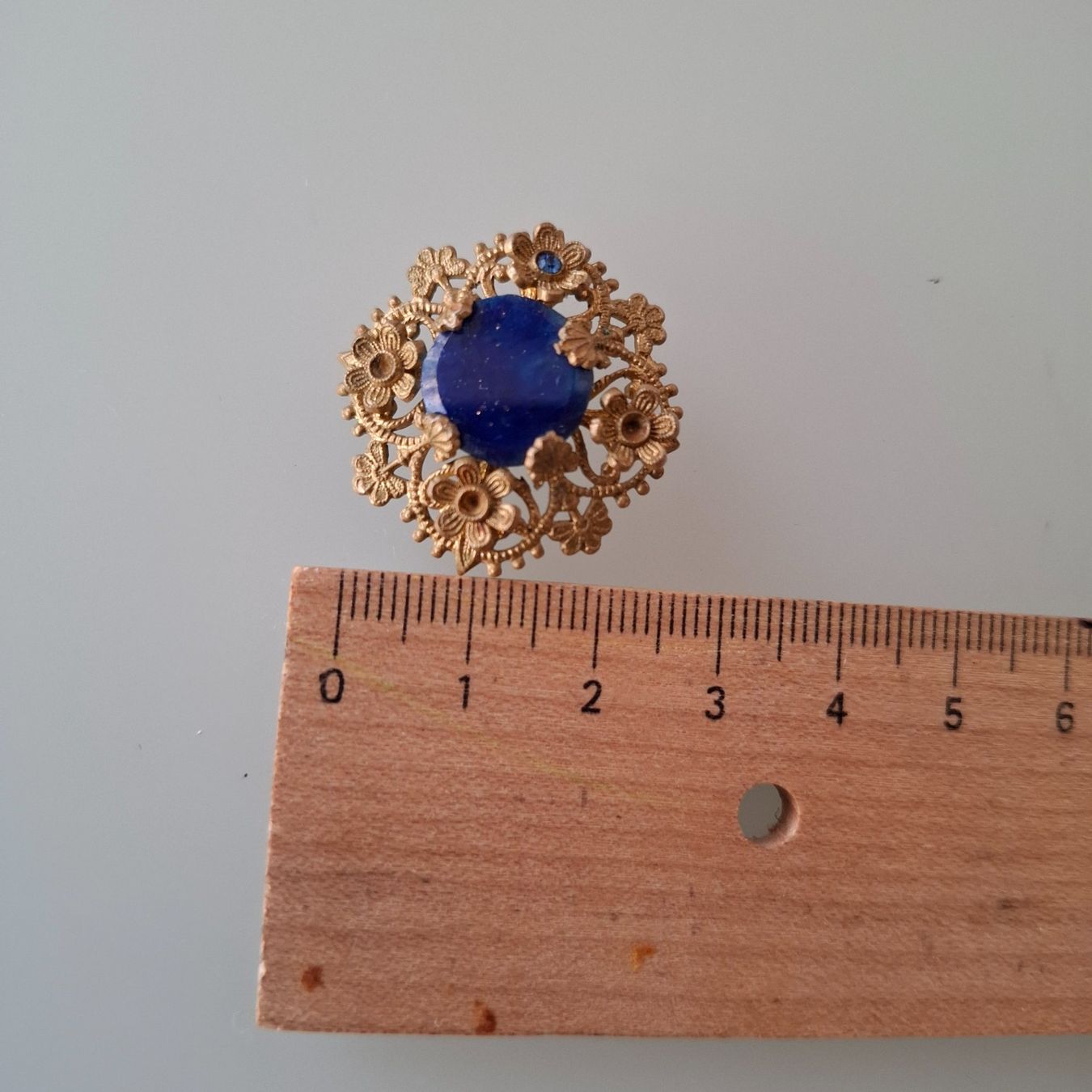Spille & Fermagli: schöne Brosche mit blauem Stein Lapislazuli ? Vintage – Usato da Ennetbaden venduto da Rosen1 5
