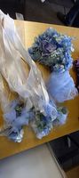 Handgefertigte Blumengestecke, Tischdeko Hochzeit, Blau
