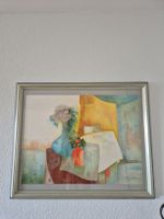 Aquarellbild Stillleben signiert Claude Gaveau gerahmt bunt