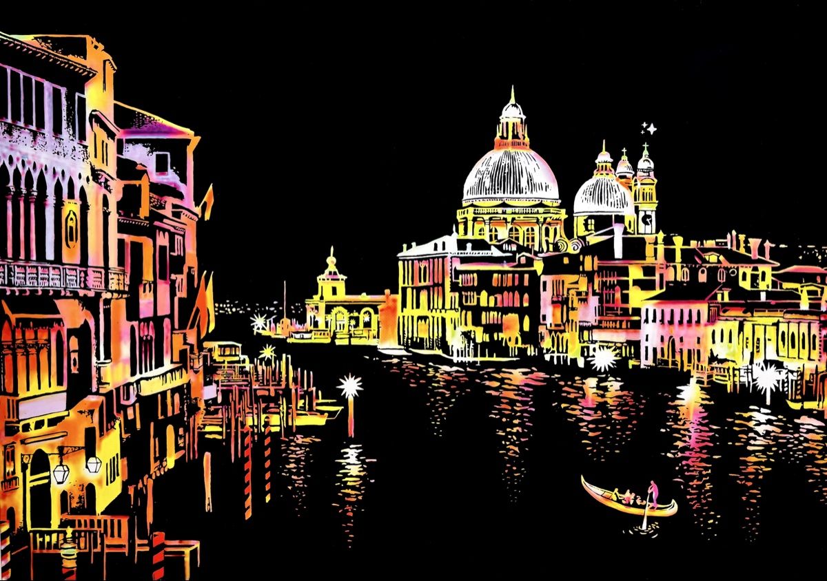 Dipinti: Handgemachtes Venedig Scratch Painting mit Metallrahmen – Nuovo (secondo la descrizione) da Bichwil venduto da VintaCraftStudio 2