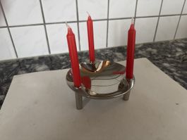 Kerzenhalter Nagel für drei Kerzen Edelstahl silberfarben