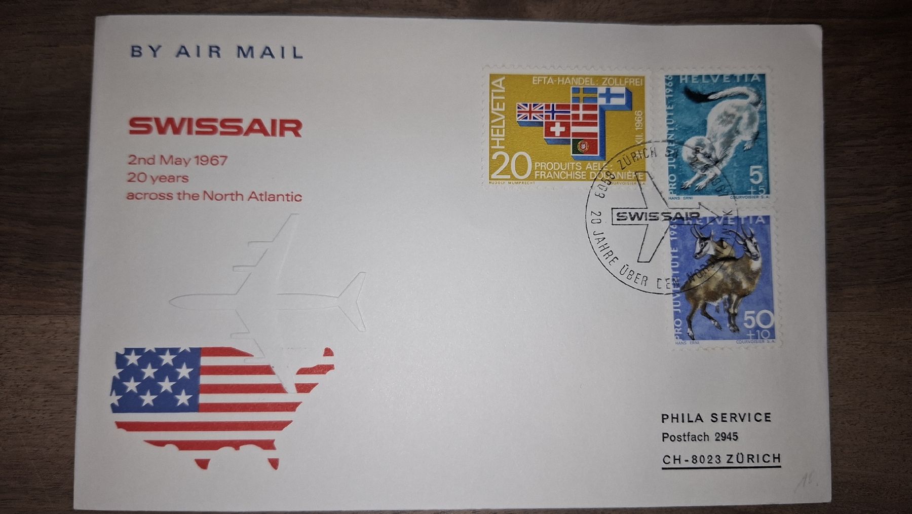 Alle Briefmarken: Swissair Nord Atlantic 02.05.1967 – Gebraucht aus Balgach von SIMEON27