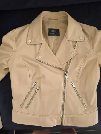 Echte Lederjacke Beige