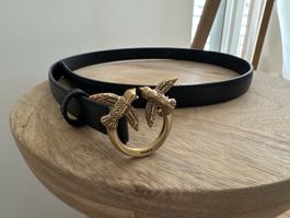 Pinko Gürtel schwarz, Leder Love Birds XS neu