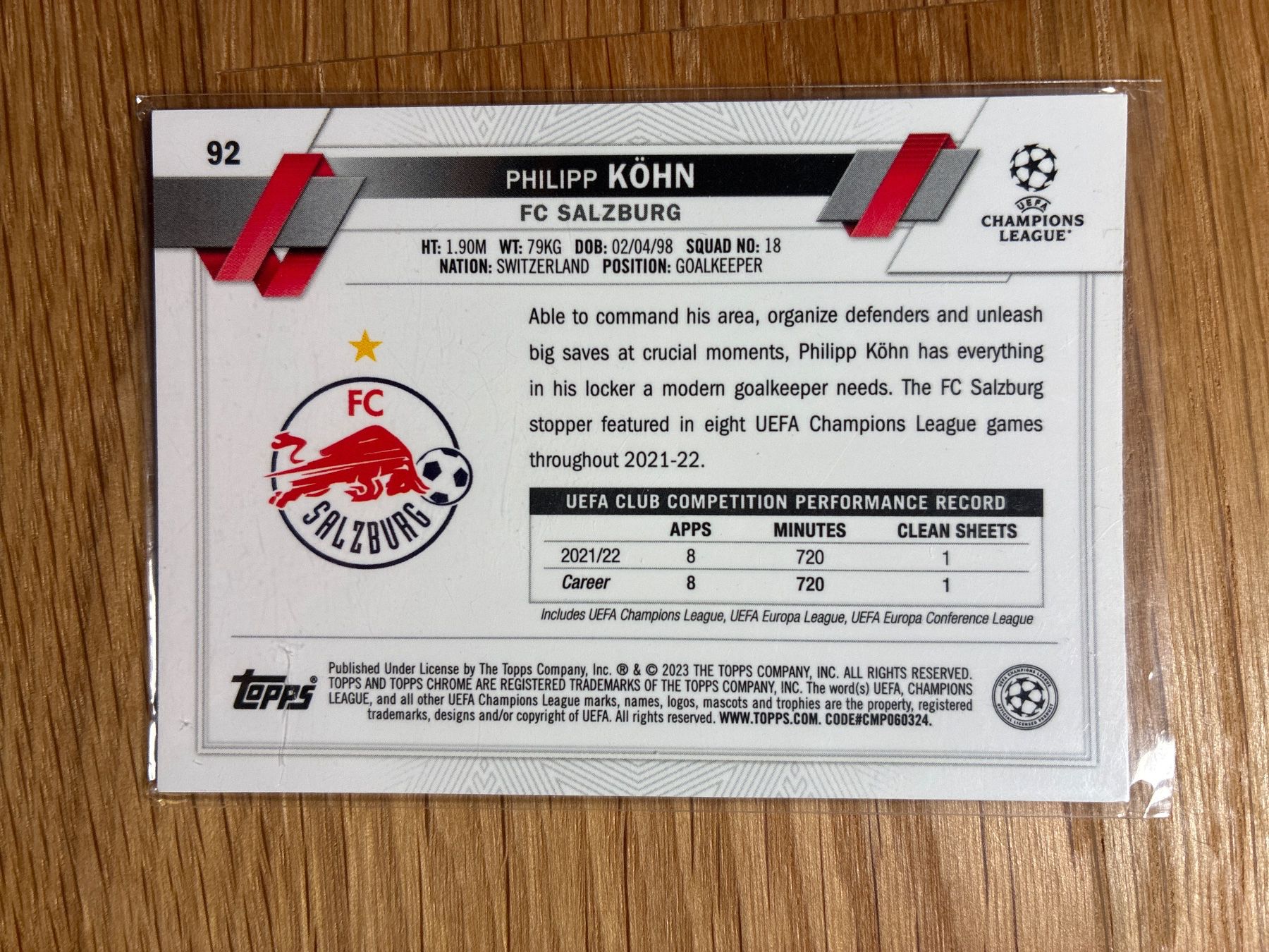 Topps Carte collezionabili: Topps Chrome Sapphire Philipp Köhn – Usato da Wangenried venduto da Garagara 1