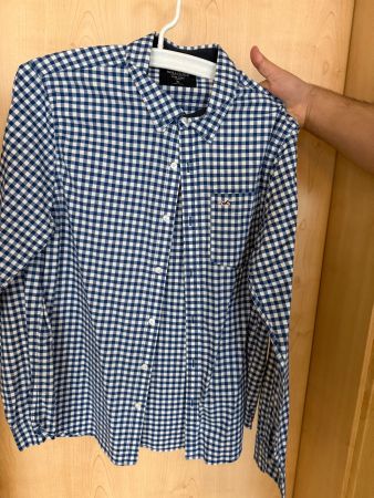 Chemise homme Hollister à carreaux bleu blanc taille XL