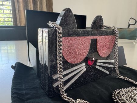 Karl Lagerfeld K/Kocktail Katze Minaudiere Clutch, schwarz