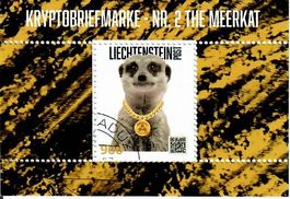 Crypto Briefmarke - Nr. 2 The Meerkat Regenbogen gestempelt