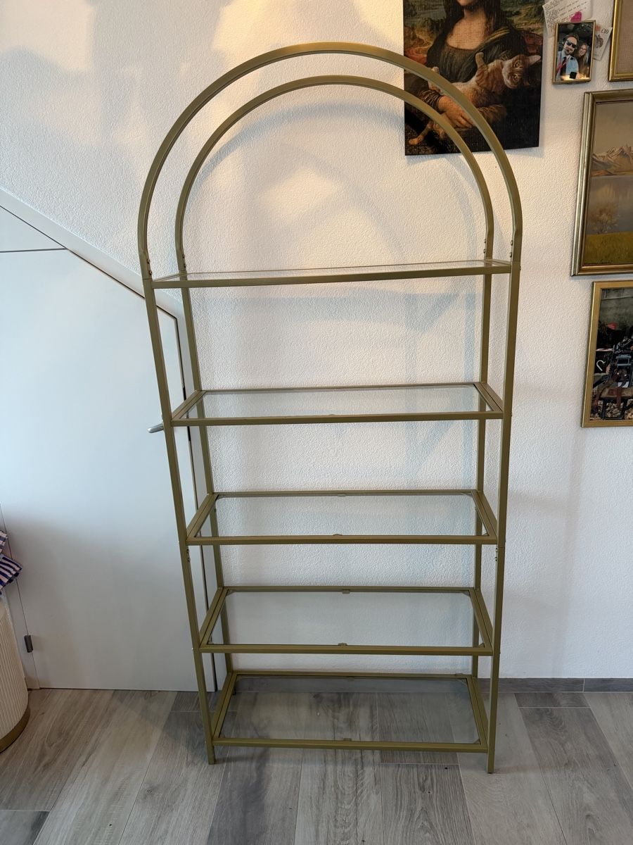 Regale: Bücherregal glas/metall golden – Gebraucht aus Châbles FR von celine61