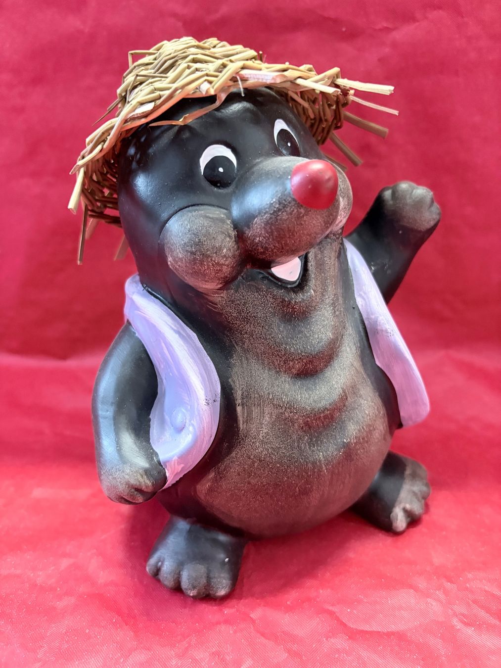Statuette: Lustiger Maulwurf mit Strohhut,, Gartenfigur, Keramik . – Nuovo e nell'imballaggio originale da Zäziwil venduto da Emlea 3