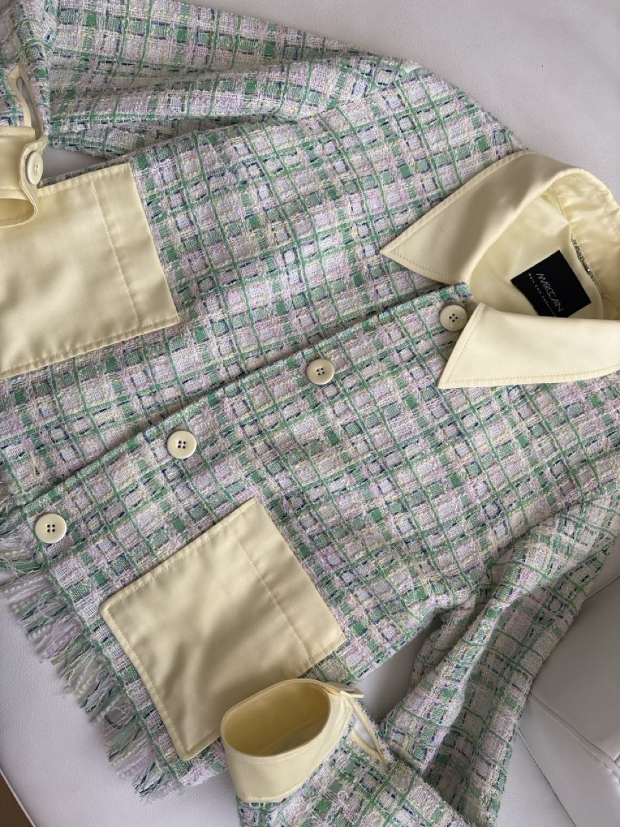 Marc Cain Vestes: Marc Cain Boucle Tweed Blazer – D'occasion à langenthal par rundholz7 9