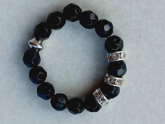 Swarovski Anelli: Onyx Fingerring mit Swarovski 3 Ringen G:56 – Nuovo (secondo la descrizione) da Winistorf venduto da acreativ2