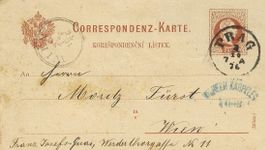 CORREPONDENZ KARTE PRAG - WIEN 1876 GANZSACHE 2 KR. FRANZ J