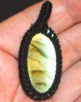 Anhänger - L-6733 – Labradorit Makramee ca. 4x2,3cm