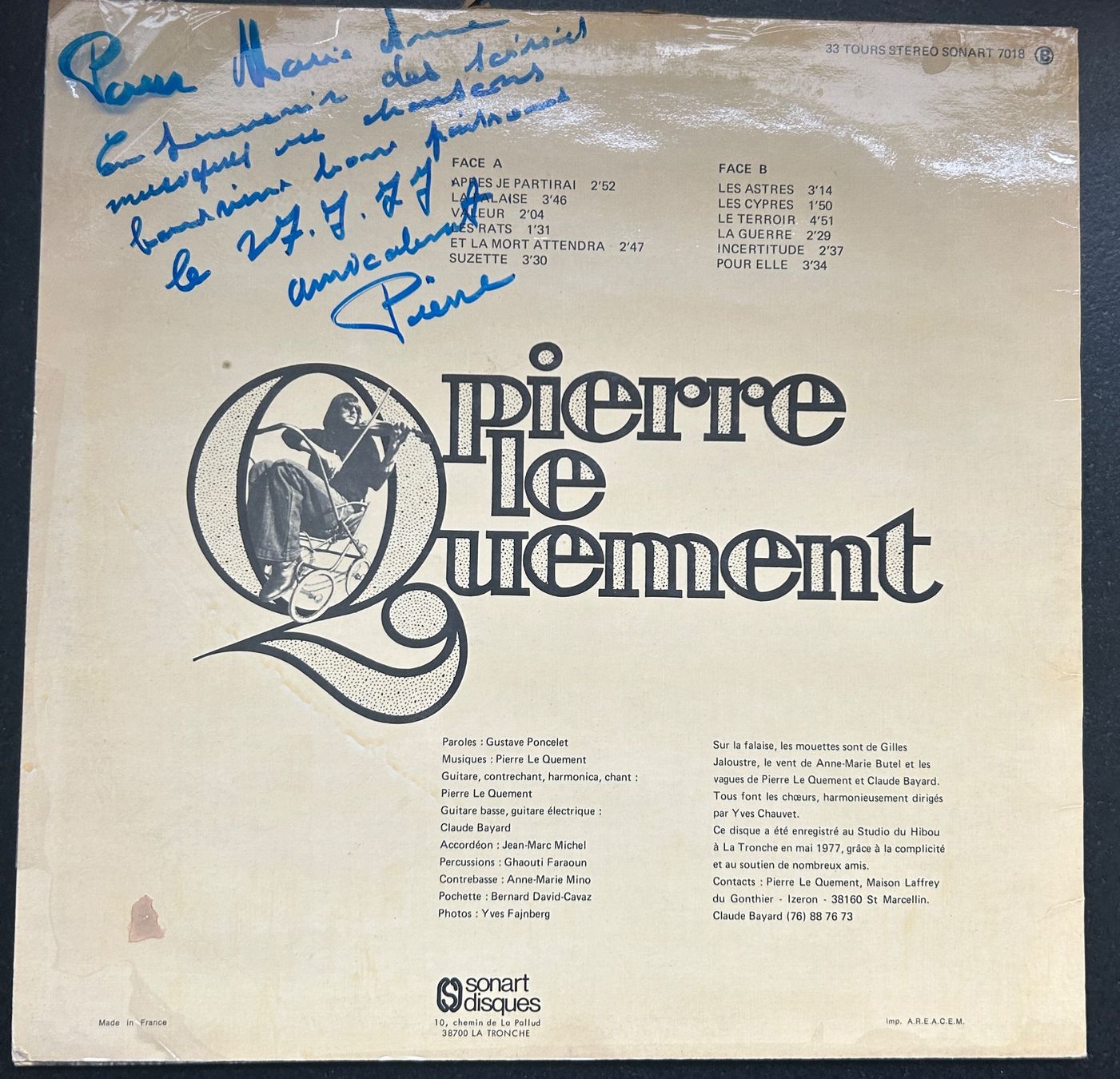 Schallplatten: LP Vinyl PIERRE LE QUEMENT mit Original Widmung – Gebraucht aus Brislach von gre_t5pb 1
