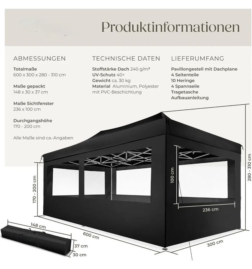 Zelte & Pavillons: Flatpavilon 3x6m Neu Original Verpackt  – Neu und originalverpackt aus Baar von dej_pbs7 1