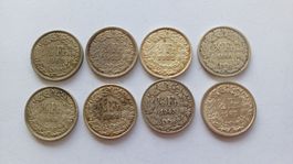 8x 1/2 Franken Schweiz Lot (7x SILBER incl. 1898! + 1968)