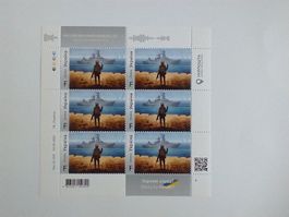 Briefmarken 6er Bogen Ukraine Soldat & Kriegsschiff "Moskwa"