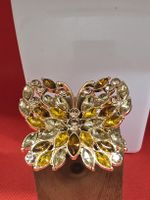 Brosche Schmetterling goldfarben mit Strasssteinen neu