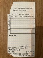Tageskarte Zone 10 1 Tag CHF 38.80 Verfall 05.09.2026