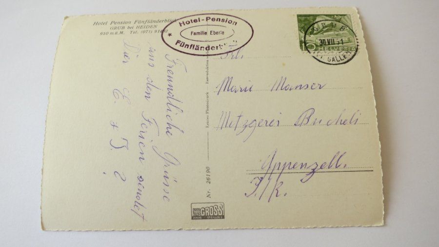 Ansichtskarten: Fünfländerblick mit Bodensee - 1951 – Gebraucht aus Jona von centumprata 1