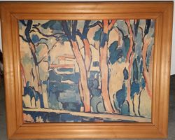 Bild; Wald mit Holzrahmen