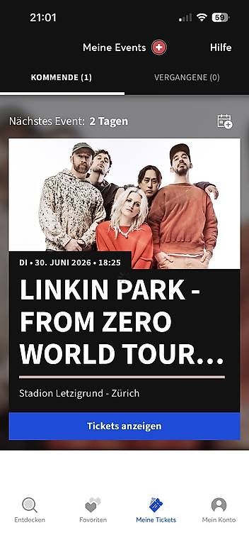 Tickets: Ticket Stehplatz Hinten Linkin Park – Gebraucht aus Gwatt (Thun) von Chefmaster96