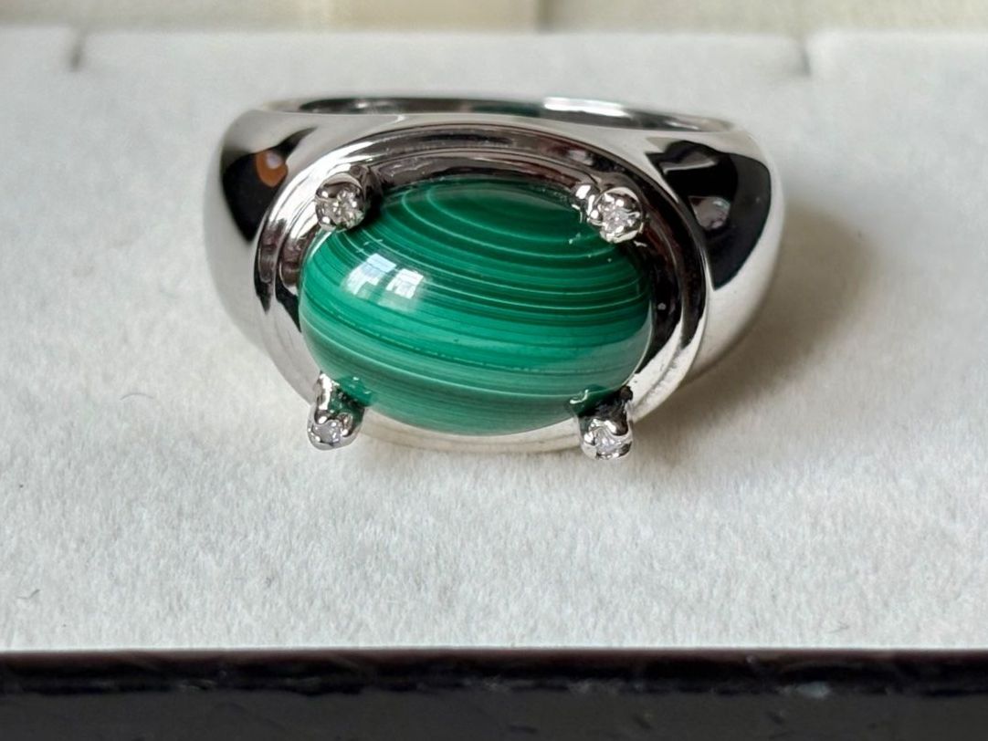 Anelli: Ring Malachit, 4 Brillanten, Silber 925, Gr. 60, NEU – Nuovo (secondo la descrizione) da Brugg AG venduto da lau_9rvy 4