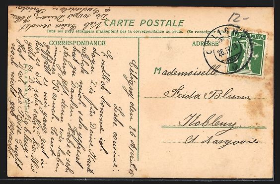 Cartoline postali: Nyon, Le Châteaux et vue Générale et  – Usato da Berlin venduto da bartko-reher 1
