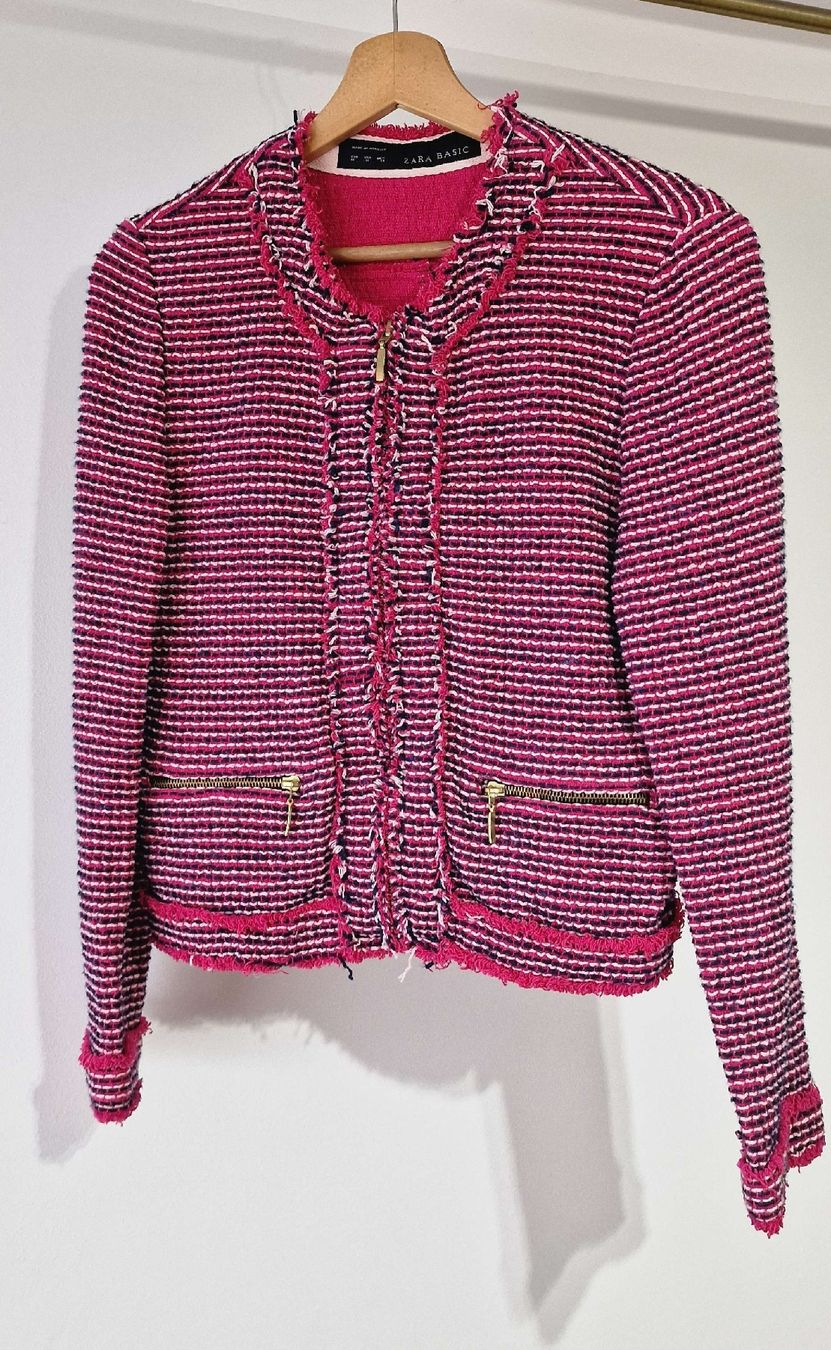 Zara Giacche: Elegante Zara Basic Jacke, Grösse M, Pink Tweed Look – Usato da Affeltrangen venduto da Szafaoli