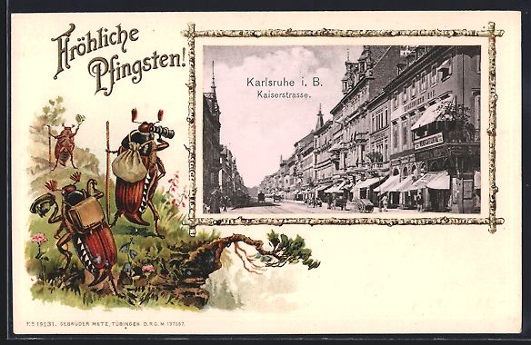 Cartoline postali: Passepartout-Lithographie Karlsruhe i. B – Usato da Berlin venduto da bartko-reher