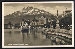 Luzern, Schweizerhofquai mit Hotel und P