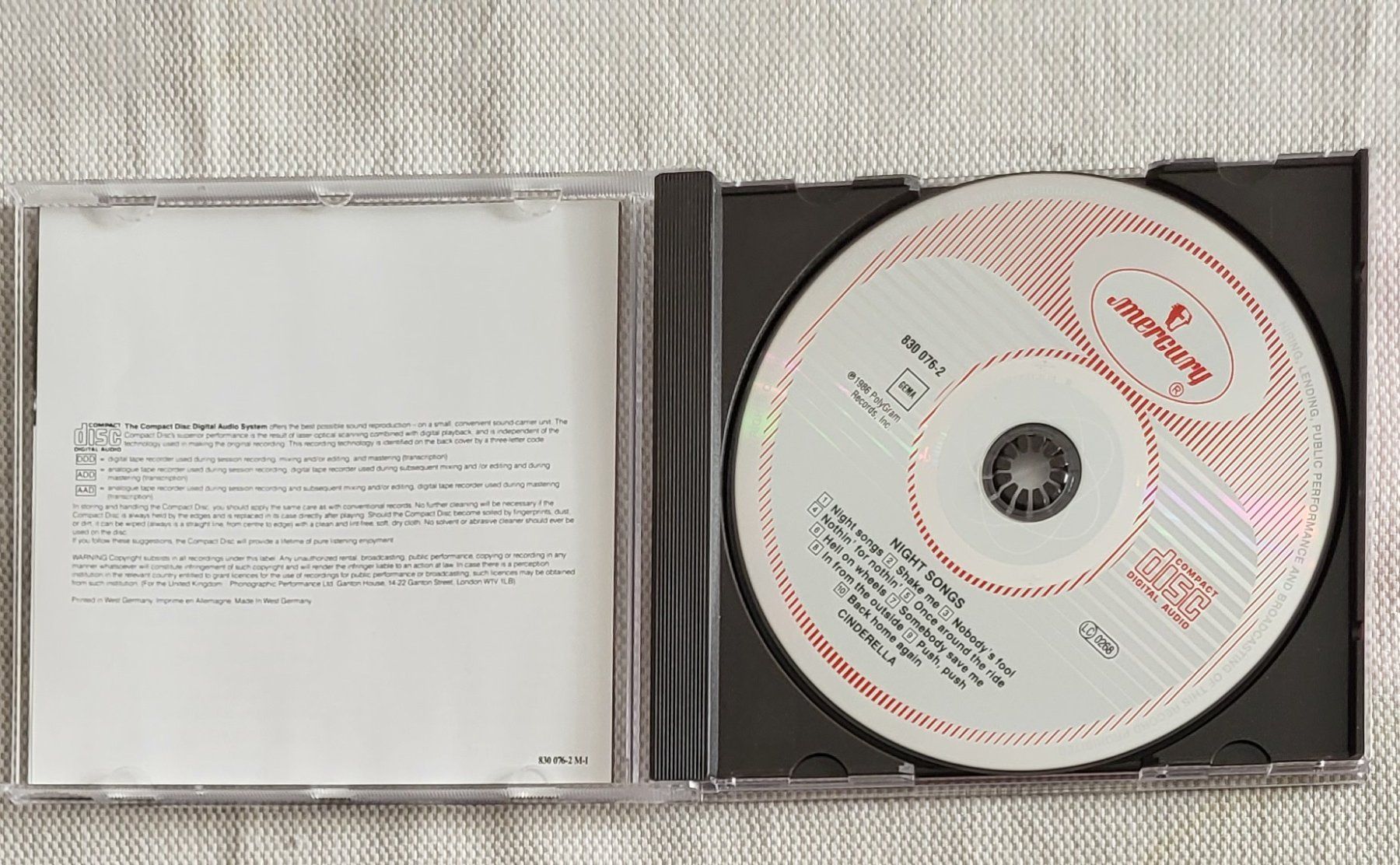 CD: Cinderella - Night songs – Usato da Villars-sur-glane venduto da Epsilonhike 2