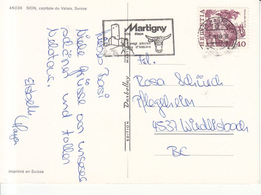 Cartoline postali: Sion 1980 – Usato da Bürglen TG venduto da StampGraf 1