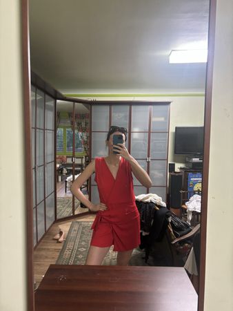 Red Zara Jumpsuit Size L Elegant Summer Dressy