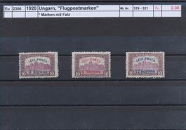 1920 Ungarn, "Flugpostmarken", * Marken mit Falz