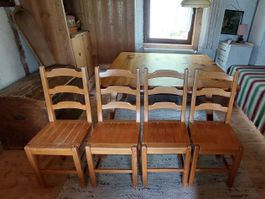 4er Stuhl - Set Holz rustikal Landhaus für Esszimmer