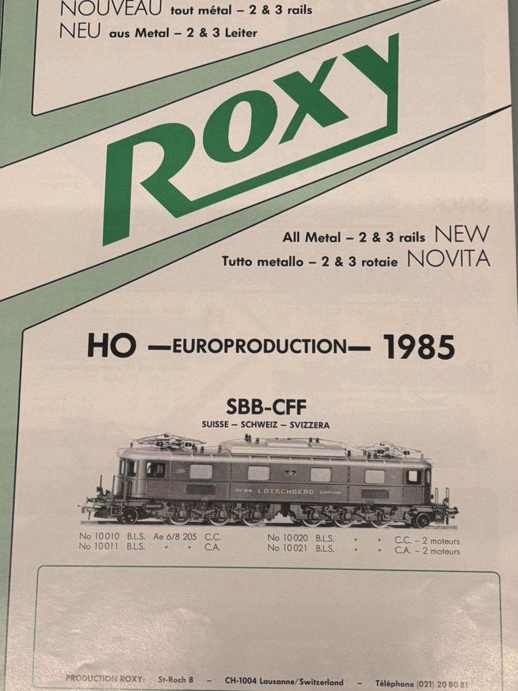 Metropolitan Modellini di ferrovie: 1985 METROP + ROXY  HO HÄNDLERKATALOGE – Usato da Sion venduto da lol_98vj 5