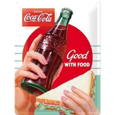 Coca-Cola Schilder: Blechschild 3D-COCA COLA-GOOD WITH FOOD – Neu und originalverpackt aus Rupperswil von big-one-sale