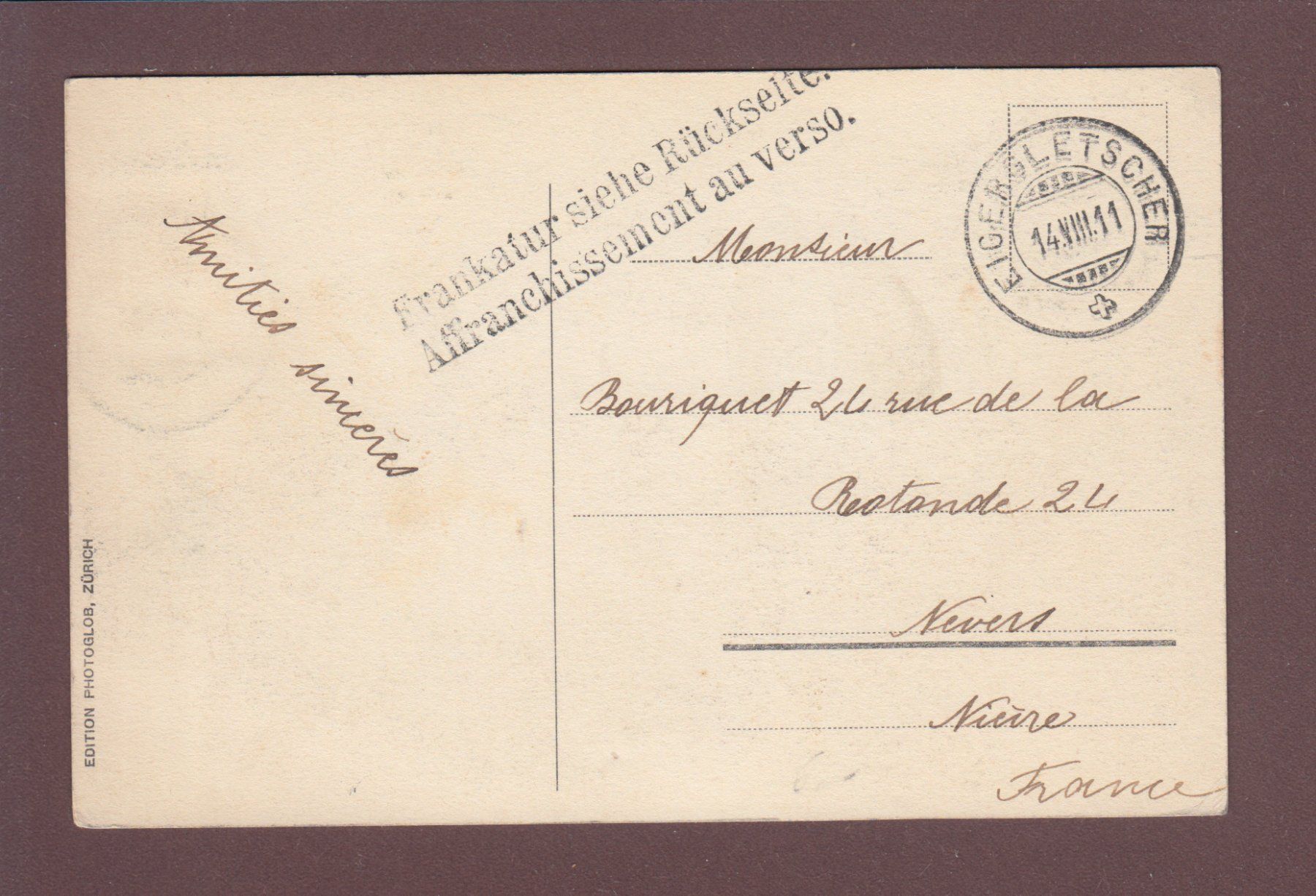Cartoline postali: EIGERGLETSCHER - Eingang zur Eishöhle - Leute - 1911 – Usato da Pully venduto da nicecards 1