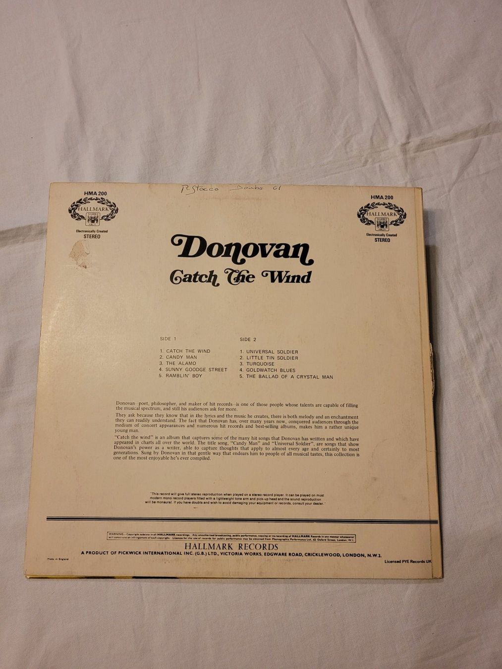 Dischi in vinile: Vinyle Donovan "Catch the Wind" (HMA 200) – Usato da la Chaux-de-Fonds venduto da Lampe 1